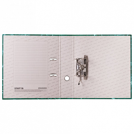 Папка-регистратор STAFF "Basic" БЮДЖЕТ с мраморным покрытием, 70 мм, без уголка, зеленая, 229620