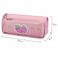 Пенал мягкий BRAUBERG, 2 отделения, полиэстер, "Strawberry shortcake", розовый, 21х9х6 см, 271577
