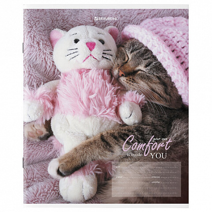 Тетрадь 24 л. BRAUBERG клетка, обложка картон, "ПИТОМЦЫ", 106485