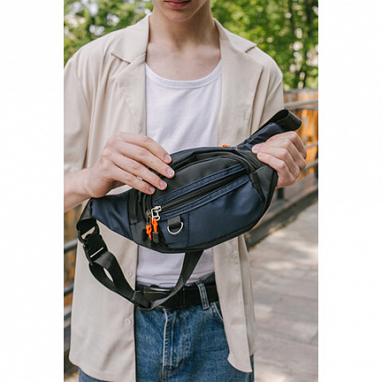 РЕЗЕРВ Сумка на пояс PROMPT, два отделения, задний карман, синяя, 37х14х4,5 см, WBZ, 273927