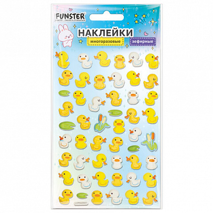 Наклейки объемные зефирные 15х10 см, ассорти 12 видов, FUNSTER (ФАНСТЕР), 666675
