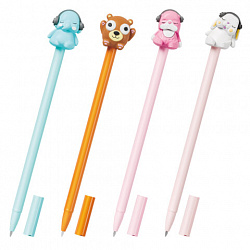 Ручка с топпером шариковая масляная FUNSTER (ФАНСТЕР) "TOPPER MIX", СИНЯЯ, корпус ассорти, пишущий узел 0,7 мм, линия письма 0,35 мм, 144368