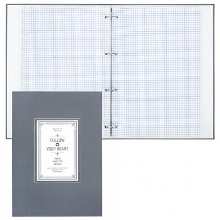 Тетрадь на кольцах БОЛЬШАЯ А4, 215х305 мм, 100 л., твердый картон, клетка, BRAUBERG, "Винтаж", 405410