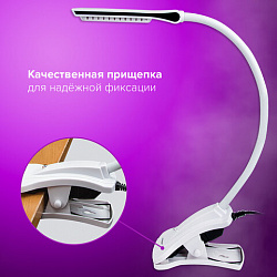Настольная лампа / светильник SONNEN OU-138, на прищепке, светодиодная, 5 Вт, белый, 236668