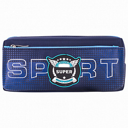 Пенал мягкий ЮНЛАНДИЯ, 2 отделения, полиэстер, "Super", синий, 21х6х9 см, 270277