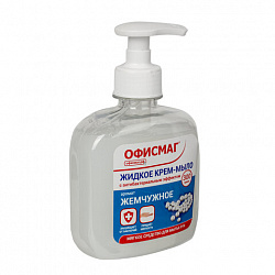 Мыло-крем жидкое 300 г ОФИСМАГ, "Премиум жемчужное", с антибактериальным эффектом, дозатор, 606782