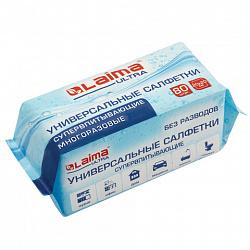 Салфетки СУПЕРВПИТЫВАЮЩИЕ универсальные, 80 штук, 20х20 см, диспенсер, 100% ВИСКОЗА, LAIMA ULTRA, 700993