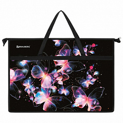 Папка для рисунков и чертежей с ручками BRAUBERG А3, пластик, молния сверху, "Butterflies", 273412