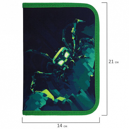 Пенал BRAUBERG, 1 отделение, 1 откидная планка, полиэстер, 21х14 см, "Ominous spider", 273525