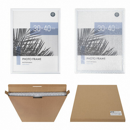 Рамка 30х40 см небьющаяся, багет 17,5 мм, пластик, BRAUBERG "Colorful", белая, 391242