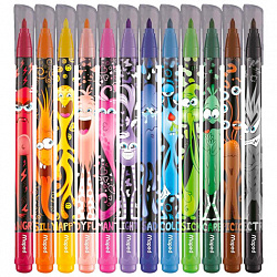 Фломастеры MAPED "COLOR PEP'S Monster", 12 цветов, смываемые, вентилируемый колпачок, 845400