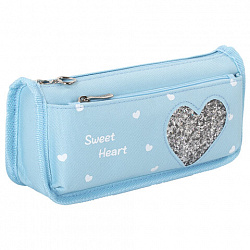 Пенал мягкий ЮНЛАНДИЯ, 2 отделения, полиэстер, "Heart", мятный, 21х6х9 см, 270257