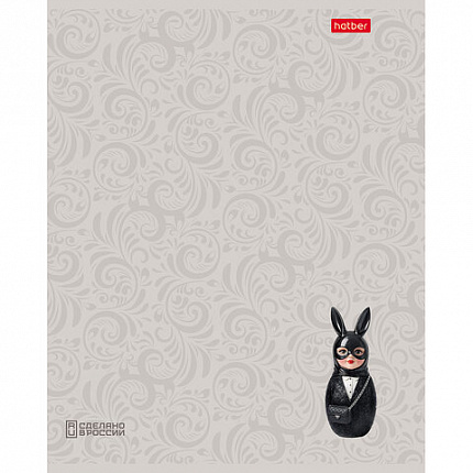 Тетрадь А5 48л. HATBER скоба, клетка, Soft-touch ламинация, 3D лак, Матрешки (микс в, 48Т5лолВ1