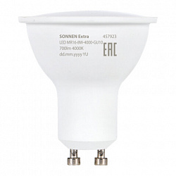 Лампа светодиодная SONNEN EXTRA, 8 (70) Вт, GU10, софит, нейтральный белый, 30000 ч, LED MR16-GU10-8W-4000, 457923