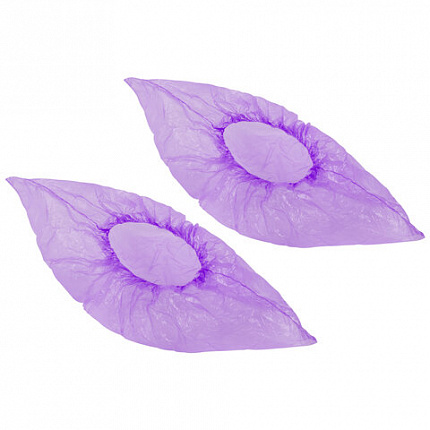 Бахилы MERIDIAN ПРОЧНЫЕ 3,8 г, фиолетовые, двойная резинка, КОМПЛЕКТ 100 штук (50 пар), 40х15 см, ПНД