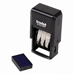 Датер-мини, месяц БУКВАМИ, оттиск 20х3,8 мм, синий, TRODAT 4810 P4, корпус черный, подушка, 70621