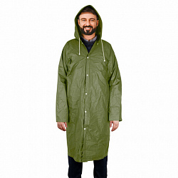 Дождевик плащ на кнопках, EVA, многоразовый прочный, чехол в комплекте, универсальный размер, зеленый, SHAMAANI (ШАМААНИ), 610933