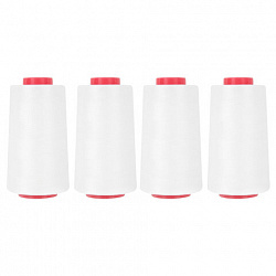 Нитки швейные 40/2 5000 ярд. (4572 м), Набор 4 белых, DEVELIA (Девелиа), 665427