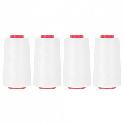 Нитки швейные 40/2 5000 ярд. (4572 м), Набор 4 белых, DEVELIA (Девелиа), 665427