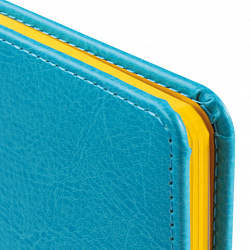 Еженедельник датированный 2026, МАЛЫЙ ФОРМАТ 95х155 мм, А6, BRAUBERG "Rainbow", под кожу, бирюза, 117189