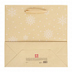 Пакет подарочный (1 шт.) новогодний, 20х8х20 см, "Snowflakes", прозрачное окно, крафт, ЗОЛОТАЯ СКАЗКА, 592444