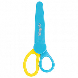 Ножницы ЮНЛАНДИЯ, 135 мм, с футляром для лезвий, мятно-голубые, блистер, 237110