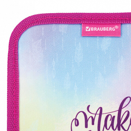 Пенал BRAUBERG, 1 отделение, полиэстер, 21х14 см, "Plumage", 270304