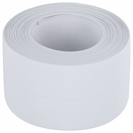 Клейкая лента бордюрная для ванны и кухни 38 мм х 3,2 м, белая, акриловая основа, WBZ (ВБЗ), 700430