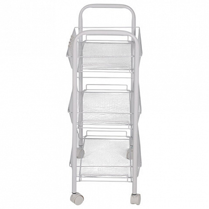 Этажерка (тележка) BOOMHOUSE (БУМХАУС) RC-003 3 яруса, на колесах, В62,5хШ42,5хГ25,5 см, металл, белая, 701456
