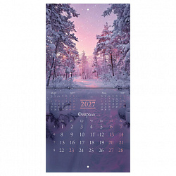 Календарь настенный перекидной 2027 г., BRAUBERG, 12 листов, 21,4х42,8 см, МИНИ, "Nature", 118433