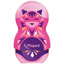 Точилка с ластиком MAPED "LOOPY Mini Cute", с контейнером, корпус ассорти, 049113