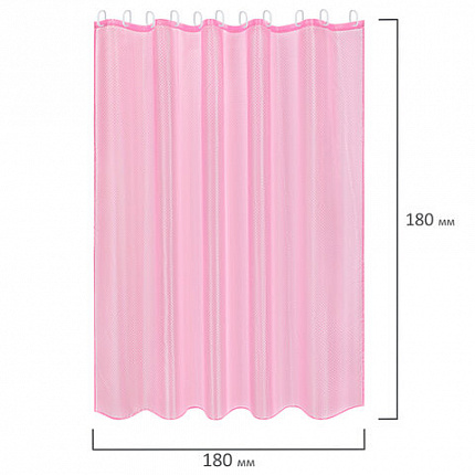 Шторка для ванной ПОЛИЭСТЕР, 180х180 см, кольца в комплекте, РОЗОВЫЙ БРИЛЛИАНТ, PRIMILA (ПРИМИЛА), 700092