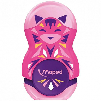 Точилка с ластиком MAPED "LOOPY Mini Cute", с контейнером, корпус ассорти, 049113
