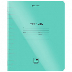 Тетрадь пластиковая обложка (прозрачная) 12 листов, косая линия, BRAUBERG "Smart Cover", ЗЕЛЕНАЯ, 405021