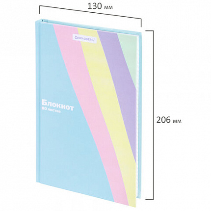 Блокнот А5 134х206 мм, 80 л., твёрдый, клетка, BRAUBERG, кросс-серия PASTEL, 117015