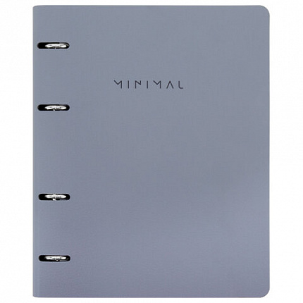 Тетрадь на кольцах А5, 175х215 мм, 120 л., под кожу, BRAUBERG VISTA, "Minimal", серый, 405216
