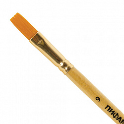 Кисть ПИФАГОР, СИНТЕТИКА, плоская, № 9, деревянная лакированная ручка, пакет с подвесом, 200862