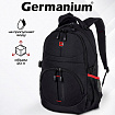 Рюкзак GERMANIUM "S-06" универсальный, уплотненная спинка, облегченный, черный, 46х32х15 см, 226953