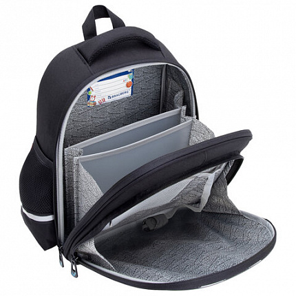 Ранец BRAUBERG STABLE, 2 отделения, с брелком, "Smoky car", LED-ЛАМПОЧКИ, 36х28х16 см, 274389