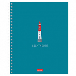 Тетрадь А5, 96 л., HATBER, гребень, клетка, Soft-touch ламинация, "Lighthouse" (микс в спайке), 089770, 96Т5лВ1гр