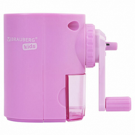 Точилка механическая BRAUBERG KIDS, для простых и цветных карандашей, корпус лавандовый, крепление к столу, 272004