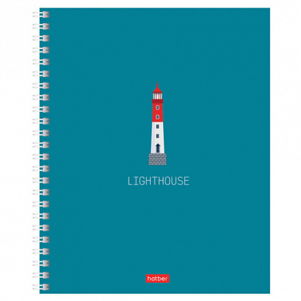 Тетрадь А5, 96 л., HATBER, гребень, клетка, Soft-touch ламинация, "Lighthouse" (микс в спайке), 089770, 96Т5лВ1гр