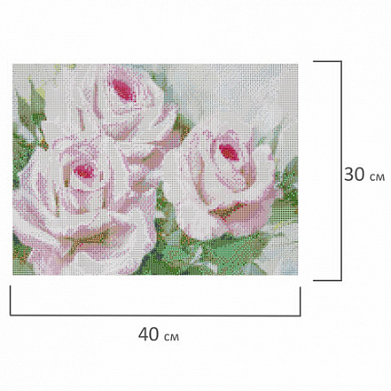 Картина стразами (алмазная мозаика), 30х40 см, ОСТРОВ СОКРОВИЩ "Бело-розовые розы", без подрамника, 663855