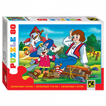 Пазл картонный 80 элементов, Любимые герои, АССОРТИ, поле 23х16,5 см, STEP PUZZLE