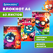 Блокнот МАЛЫЙ ФОРМАТ А6 97х145мм, 60л, гребень, картон, клетка, BRAUBERG МОНСТРИКИ, 116997