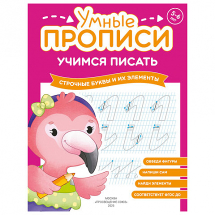 Прописи "Умные прописи, УЧИМСЯ ПИСАТЬ", 5+, КОМПЛЕКТ 4 шт., 32 стр., 170x220 мм, ПРОСВЕЩЕНИЕ, 0412-01, 90-0412-01