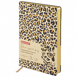 Ежедневник недатированный А5 (138х213 мм), BRAUBERG VISTA, под кожу, гибкий, 136 л., "Leopard", 112038