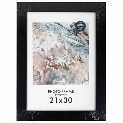 Рамка 21х30 см небьющаяся, КОМПЛЕКТ 3 шт., багет 29 мм, МДФ, BRAUBERG "Basic", черная, 391261
