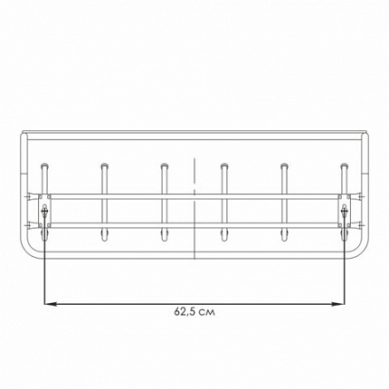 Вешалка настенная с полкой "ВСП7", 265х725х220 мм, 6 крючков, металл, черная, ВСП 7 Ч