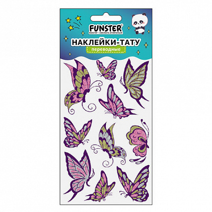Наклейки-тату переводные "Блестящие", 15,5х9,5 см, ассорти 8 видов, FUNSTER (ФАНСТЕР), 666107
